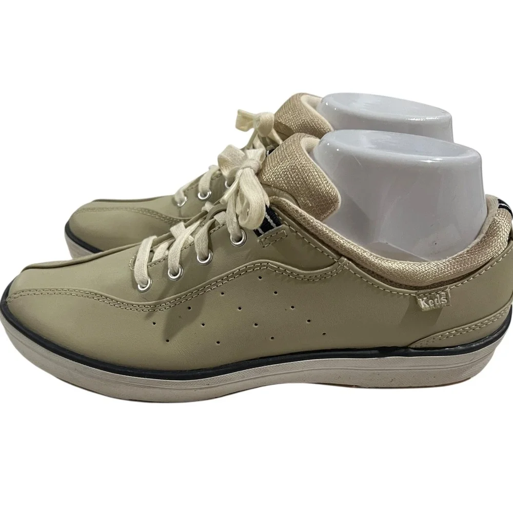 Keds Taupe‎ Leather Sneakers Women's Size 7.5 Preppy Comfort Casual - Picture 4 of 9